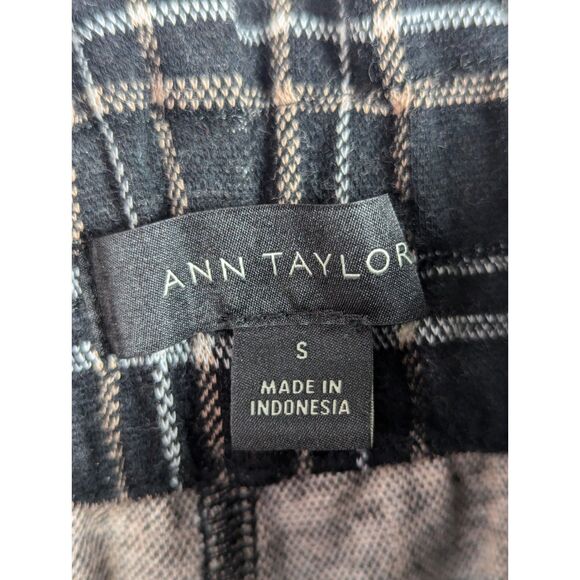 ANN TAYLOR Black Plaid Paper Bag Ankle Pants Pockets Small - Picture 5 of 7
